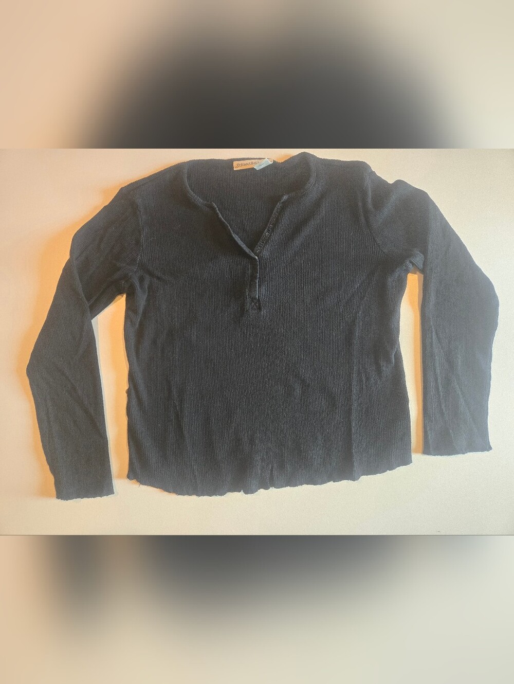 St. John's Bay Navy Ribbed Long Sleeve Henley